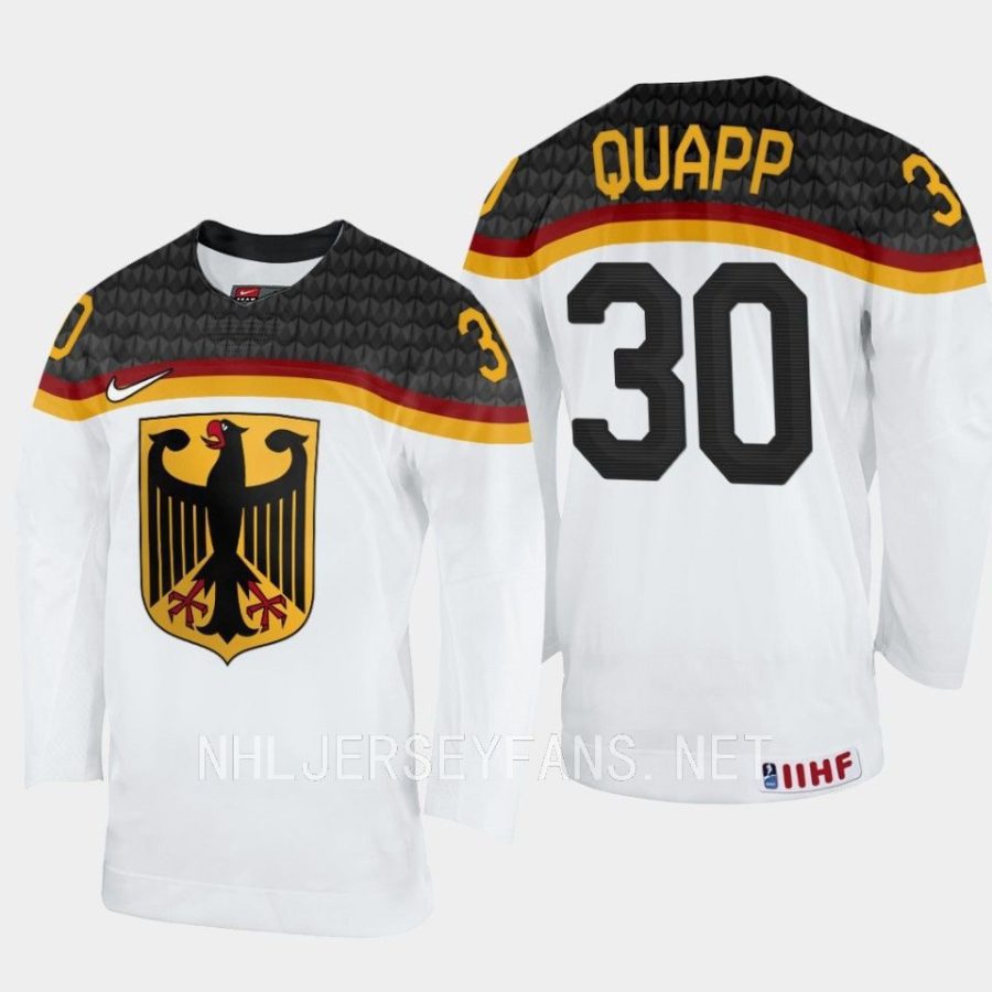 germany nikita quapp 2023 iihf world junior championship home jersey white