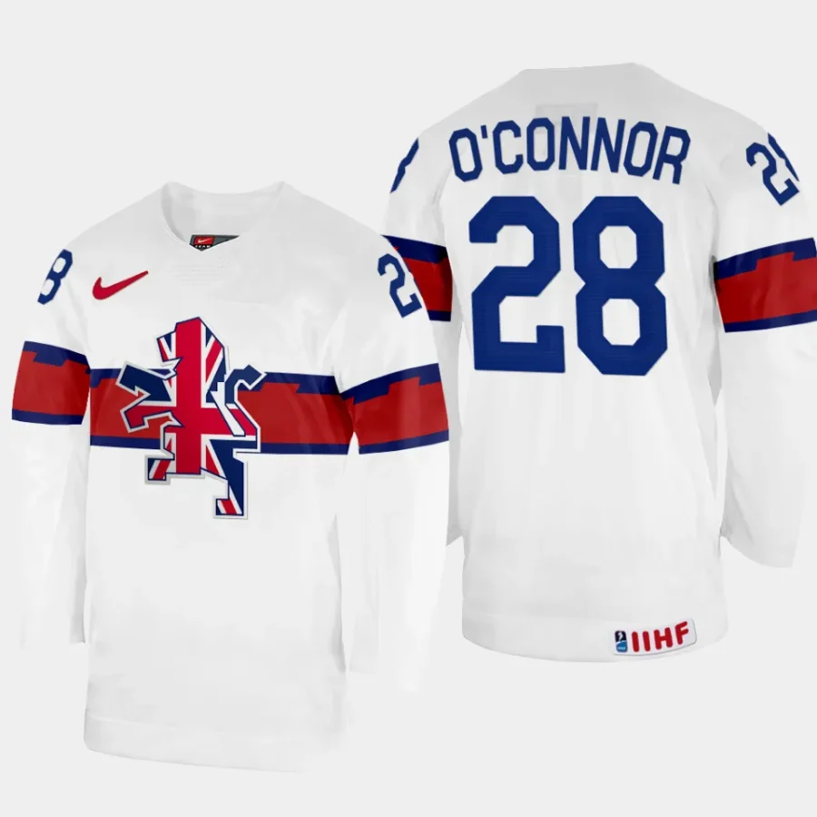 great britain ben oconnor 2024 ice hockey world championship top level jersey white