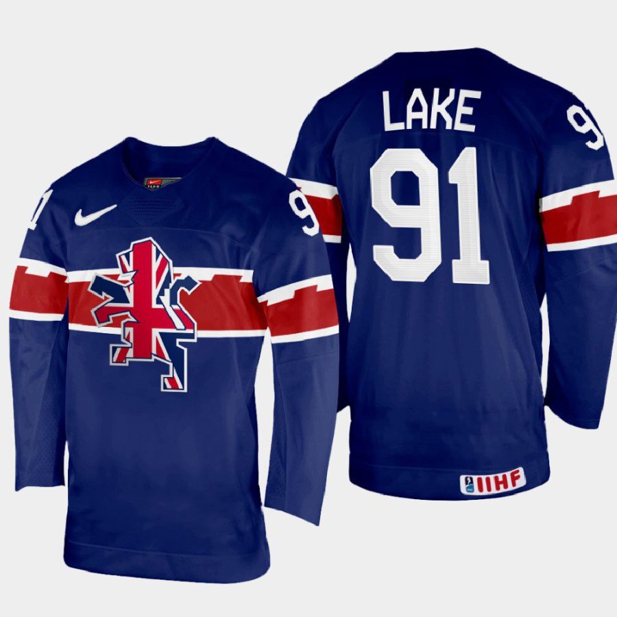 great britain hockey ben lake 2022 iihf world championship away jersey navy