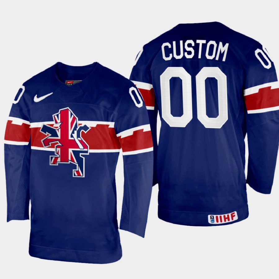 great britain hockey custom 2022 iihf world championship away jersey navy