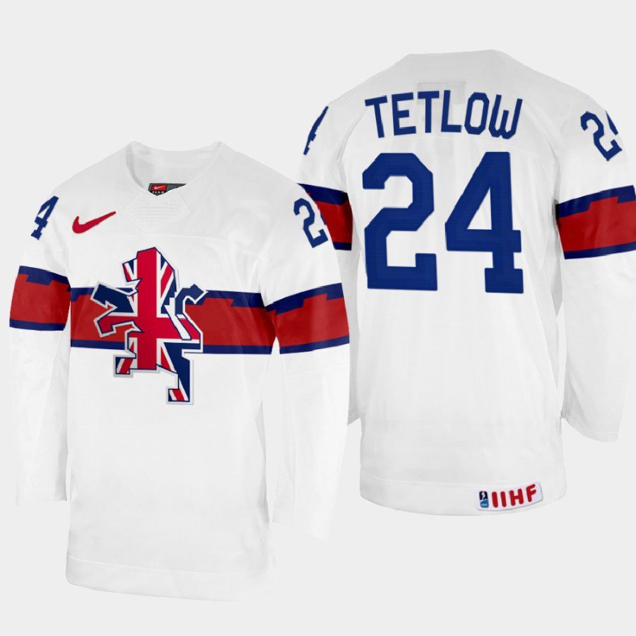 great britain hockey joshua tetlow 2022 iihf world championship home jersey white