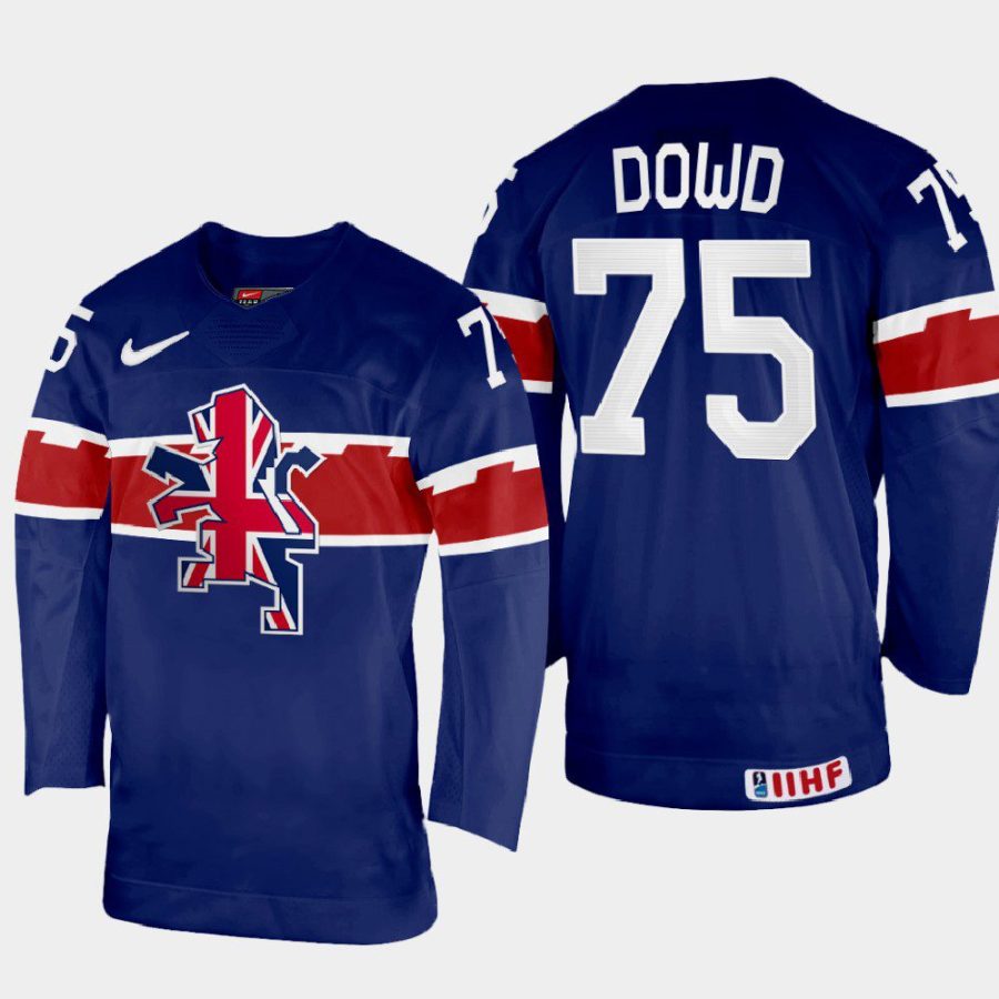 great britain hockey robert dowd 2022 iihf world championship away jersey navy