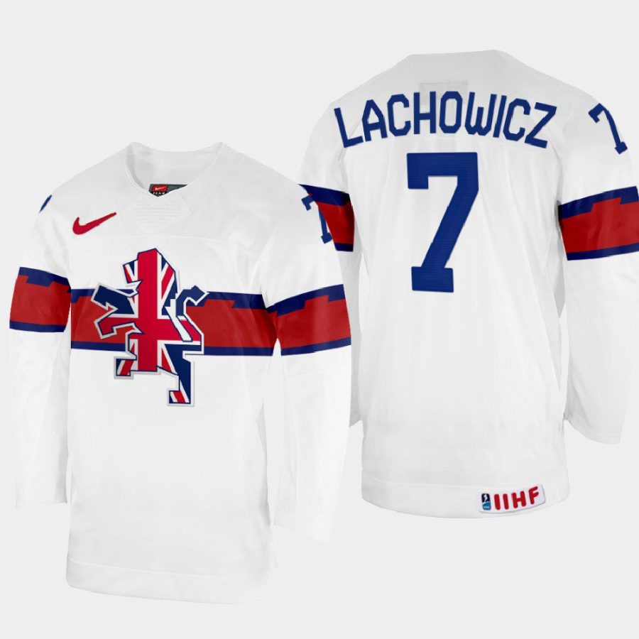 great britain hockey robert lachowicz 2022 iihf world championship home jersey white