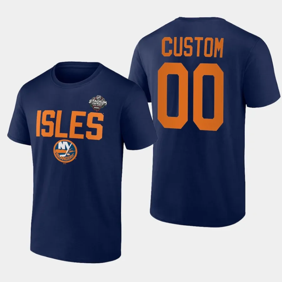 islanders custom navy 2024 nhl stadium series logo t shirt