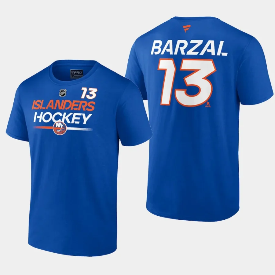 islanders mathew barzal royal name number authentic pro prime t shirt