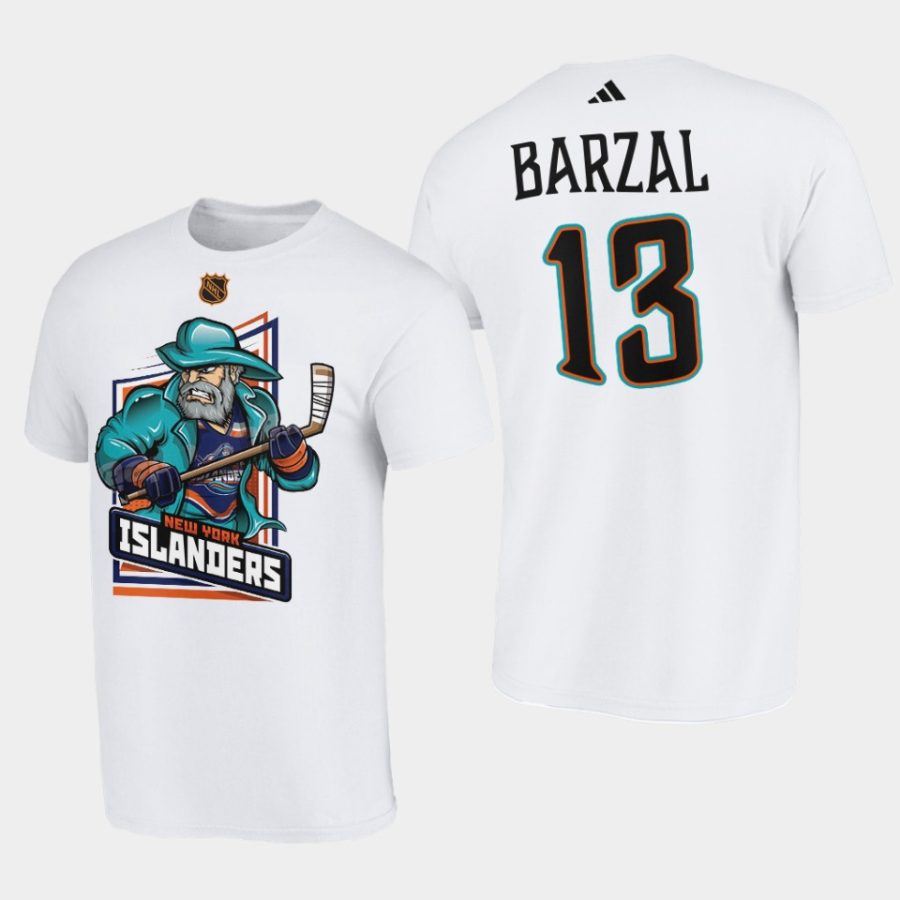 islanders mathew barzal white cartoon reverse retro 2.0 t shirt