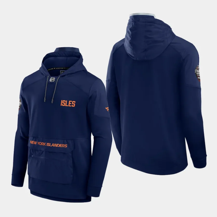 islanders navy 2024 nhl stadium series authentic pro fleece pullover hoodie