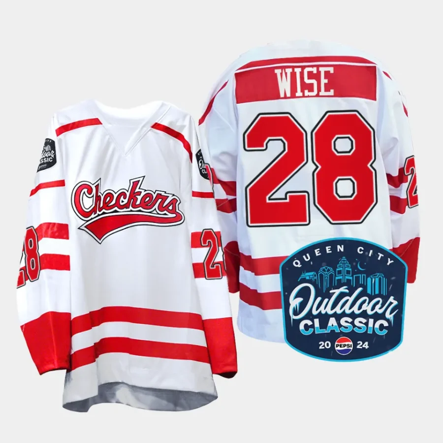 jake wise charlotte checkers white 2024 queen city outdoor classic ahl replica jersey