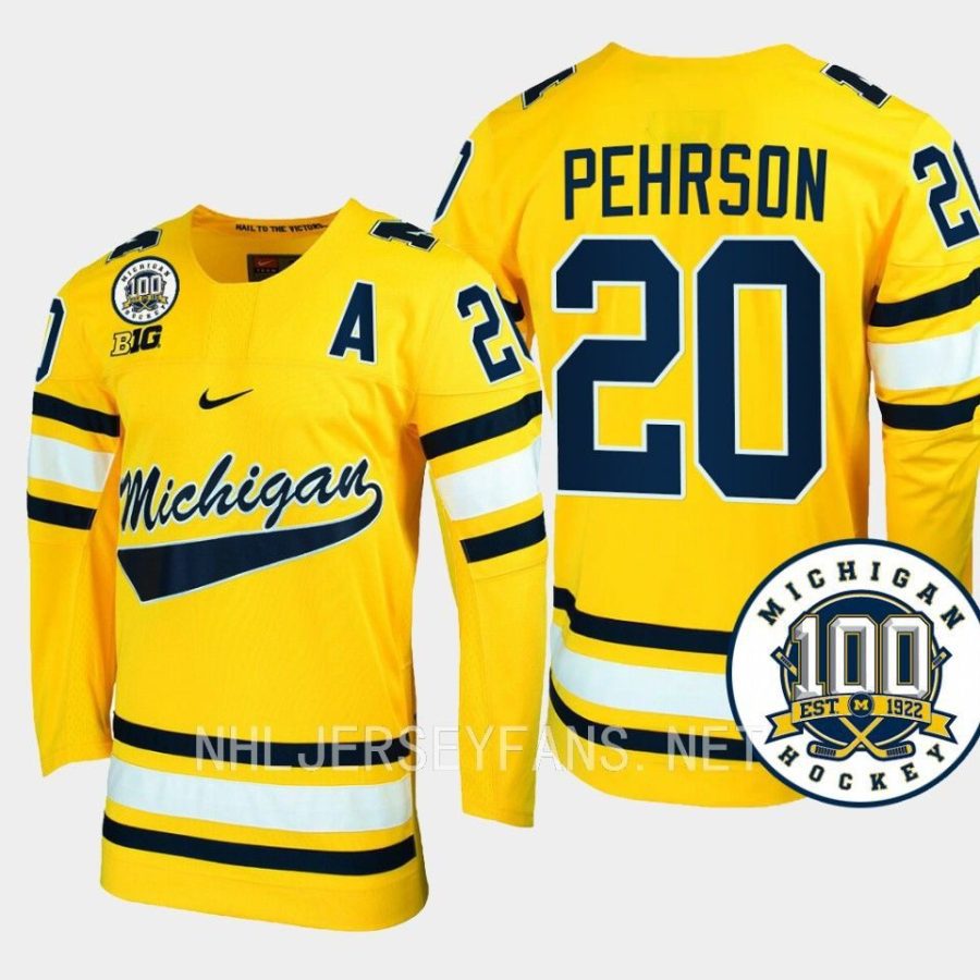 keaton pehrson michigan wolverines maize 100th anniversary hockey jersey