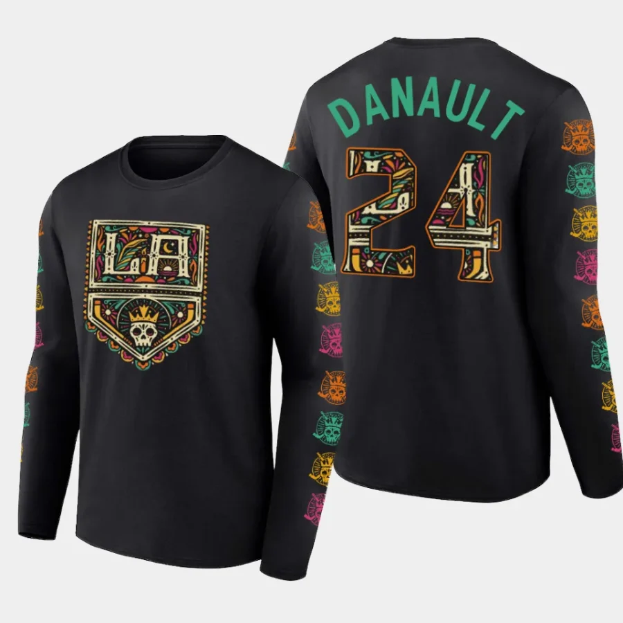 kings phillip danault black 2023 dia de muertos long sleeve t shirt