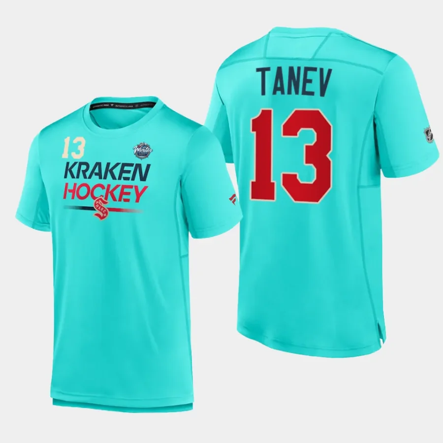 kraken brandon tanev light blue authentic pro tech 2024 winter classic t shirt