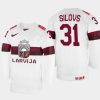 latvia hockey arturs silovs 2022 iihf world championship home jersey white