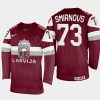 latvia hockey deniss smirnovs 2022 iihf world championship away jersey maroon