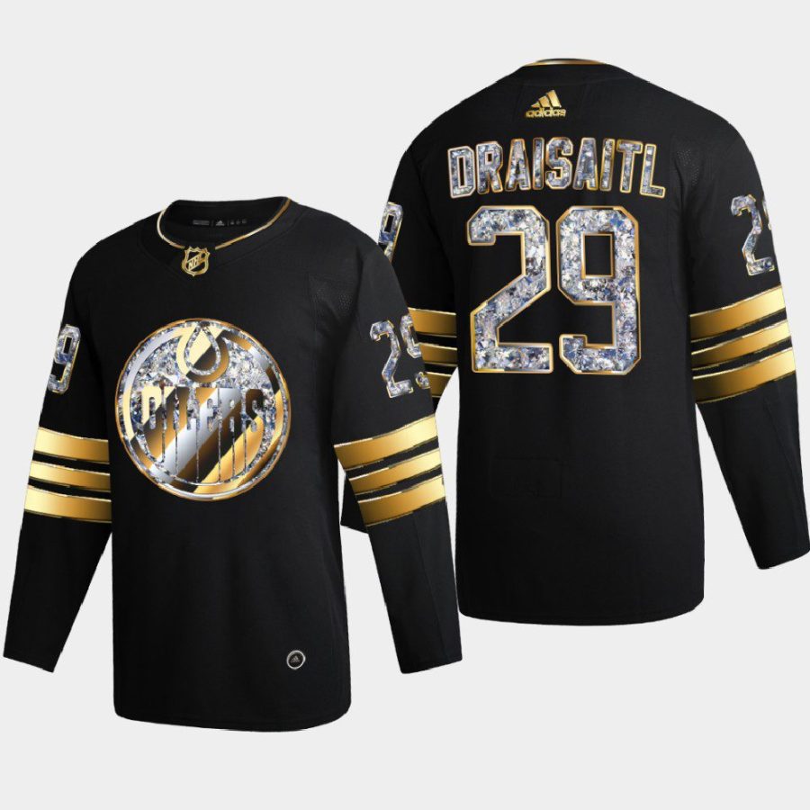 leon draisaitl oilers black 2022 stanley cup playoffs diamond edition authentic jersey