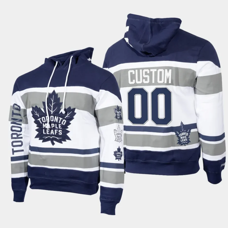 maple leafs custom navy white mitchell ness pullover hoodie