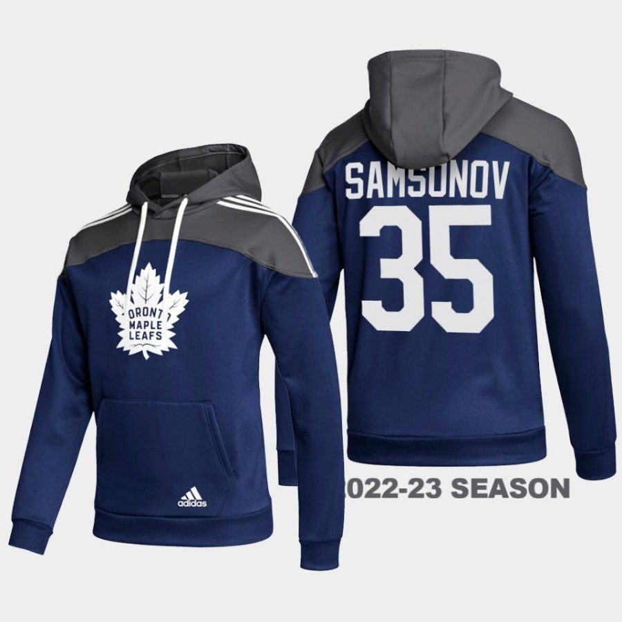 maple leafs ilya samsonov blue stylish aeroready pullover hoodie