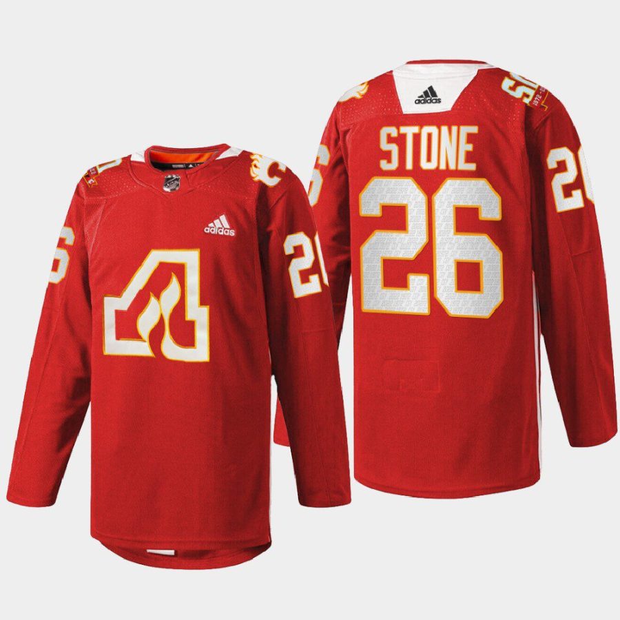 men atlanta flames michael stone 2022 warm up 50th anniversary red jersey