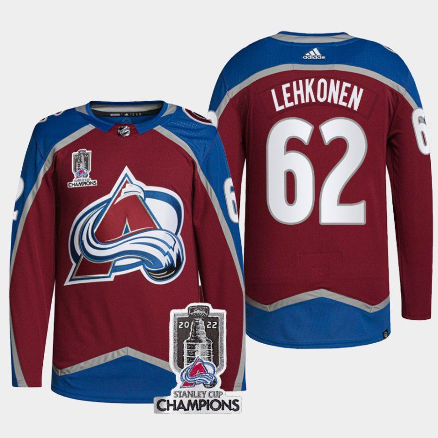 men avalanche artturi lehkonen men primegreen 2022 stanley cup champions burgundy jersey