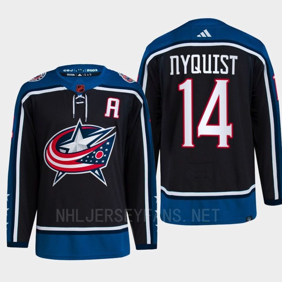 men blue jackets gustav nyquist 2022 authentic primegreen reverse retro 2.0 navy jersey