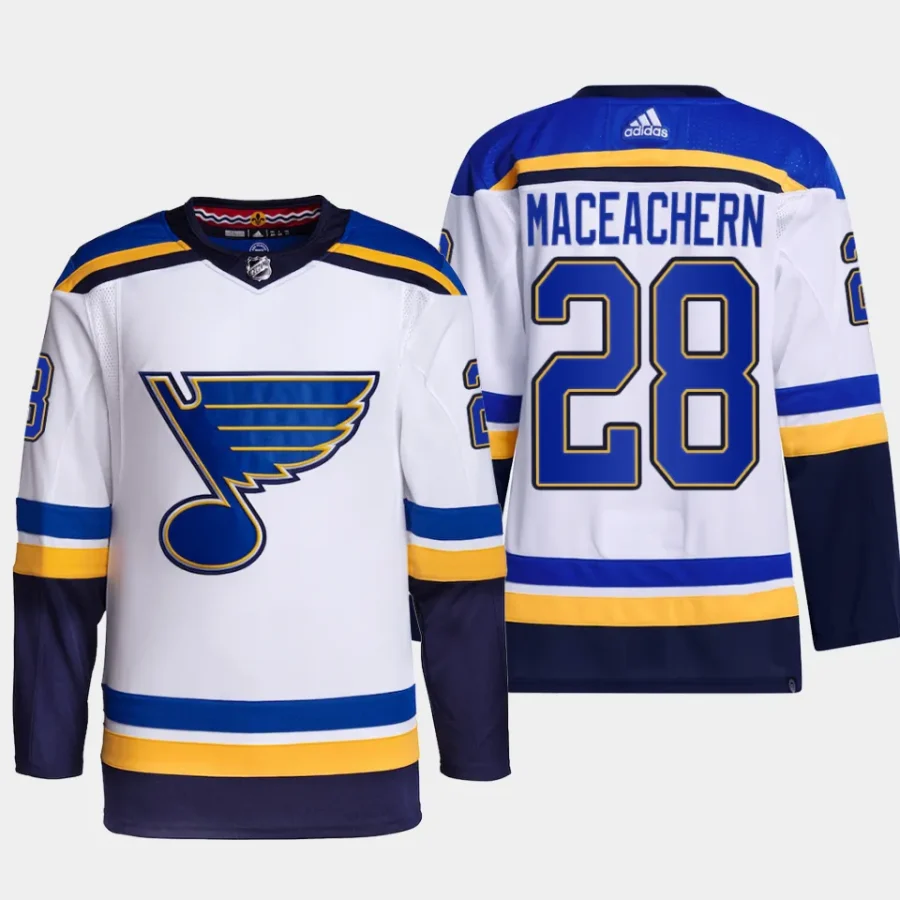 men blues mackenzie maceachern primegreen away authentic pro white jersey