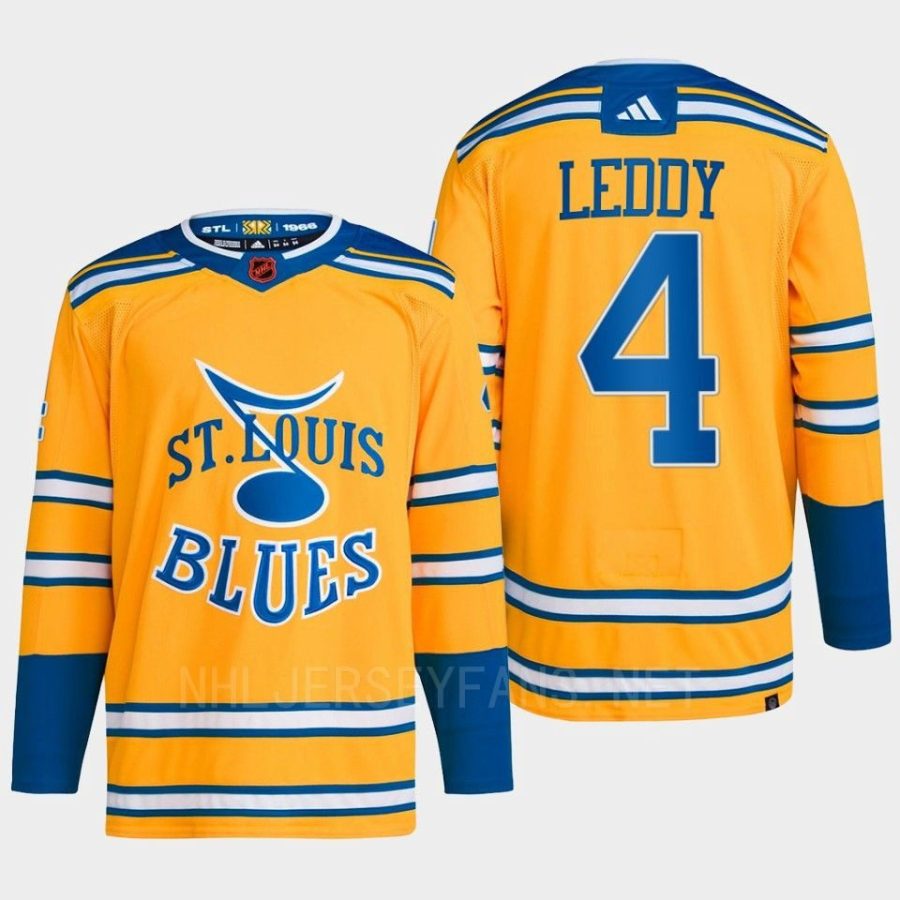 men blues nick leddy 2022 authentic primegreen reverse retro 2.0 yellow jersey