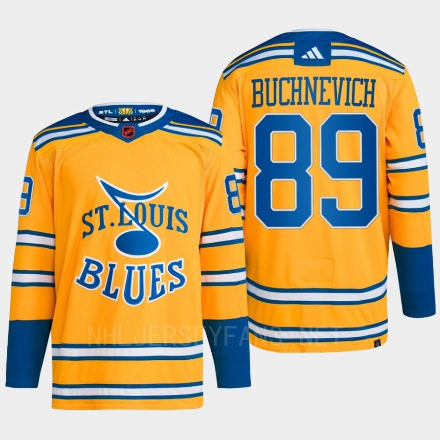 men blues pavel buchnevich 2022 authentic primegreen reverse retro 2.0 yellow jersey