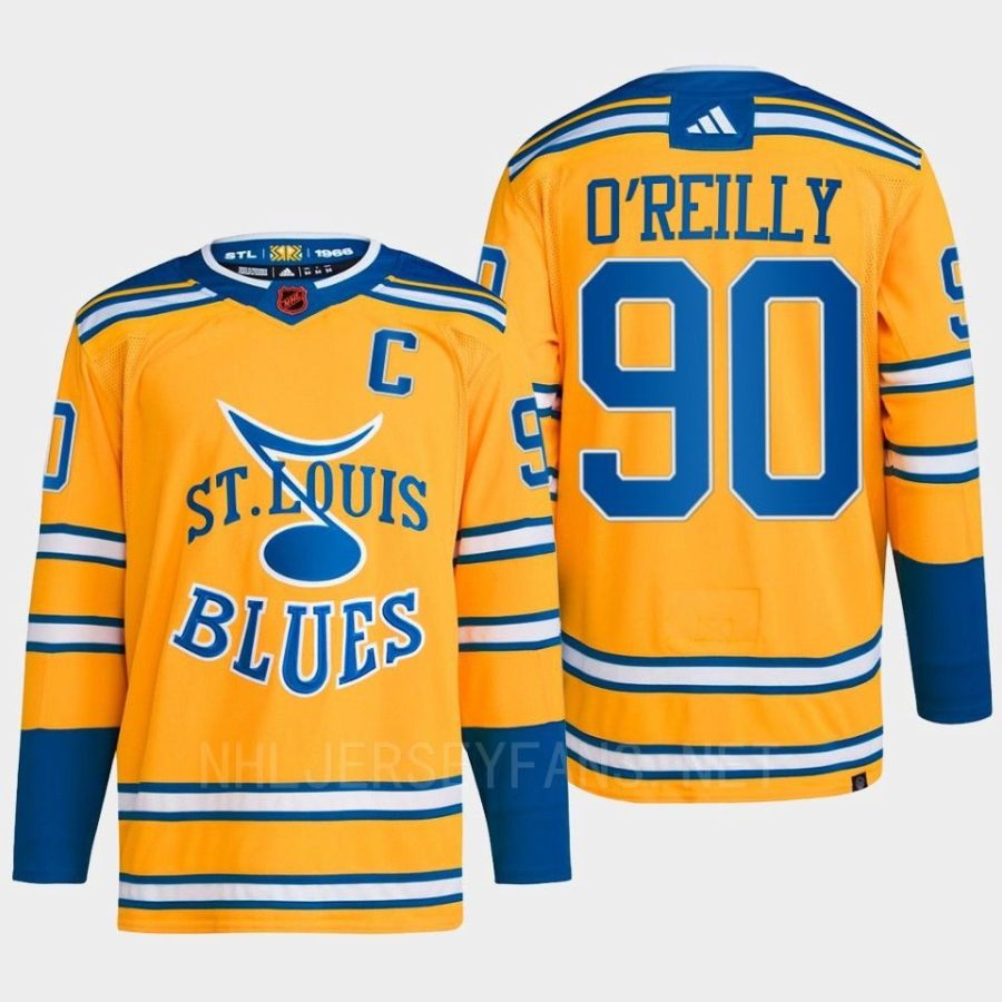 men blues ryan oreilly 2022 authentic primegreen reverse retro 2.0 yellow jersey