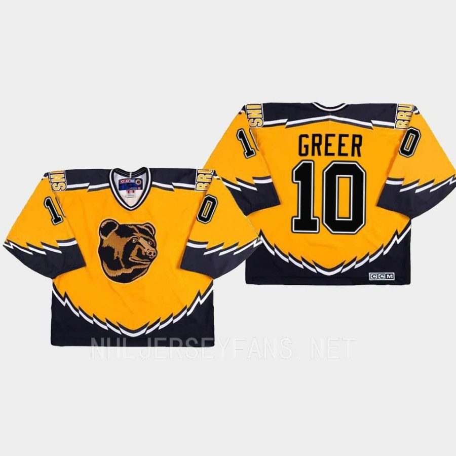 men bruins a.j. greer replica throwback gold jersey