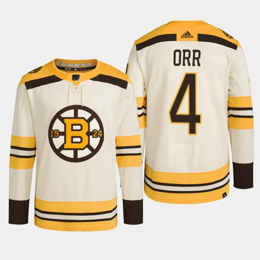 men bruins bobby orr 2023 24 primegreen 100th anniversary authentic player cream jersey