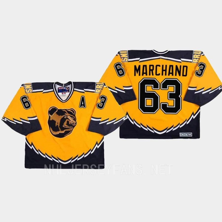 men bruins brad marchand replica throwback gold jersey