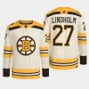 men bruins hampus lindholm 2023 24 primegreen 100th anniversary authentic player cream jersey