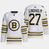 men bruins hampus lindholm 2023 24 primegreen 100th anniversary authentic player white jersey