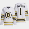 men bruins jeremy swayman 2023 24 primegreen 100th anniversary authentic player white jersey