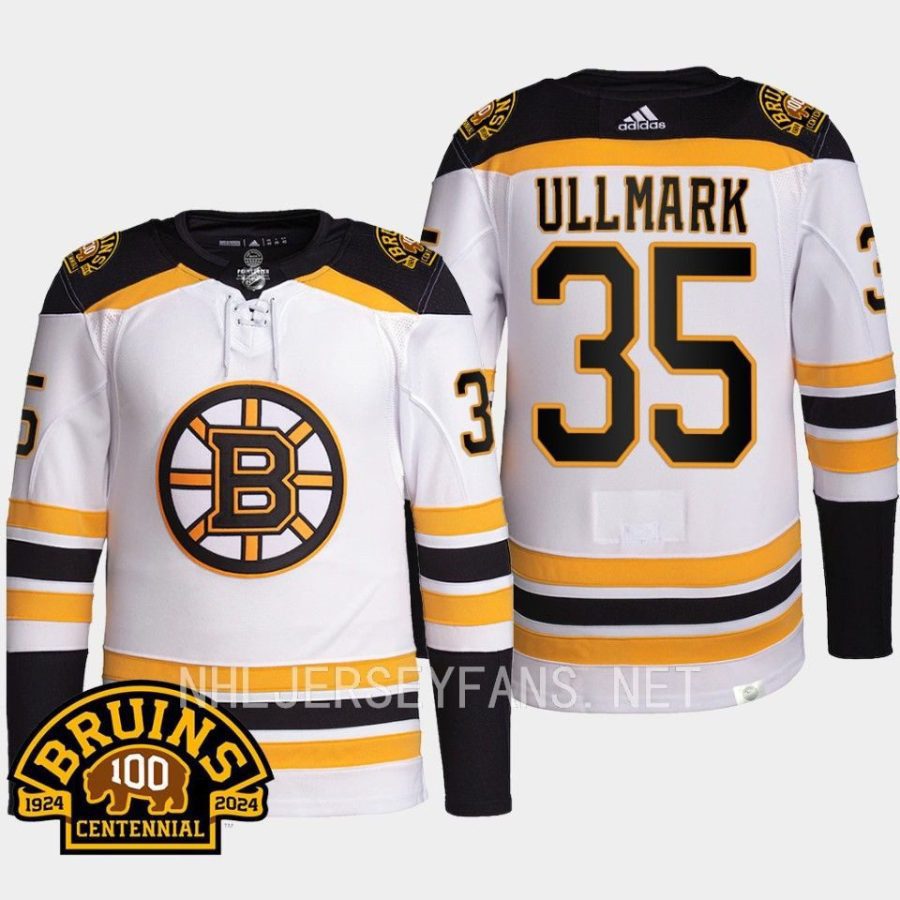 men bruins linus ullmark 2023 24 authentic pro 100th centennial white jersey