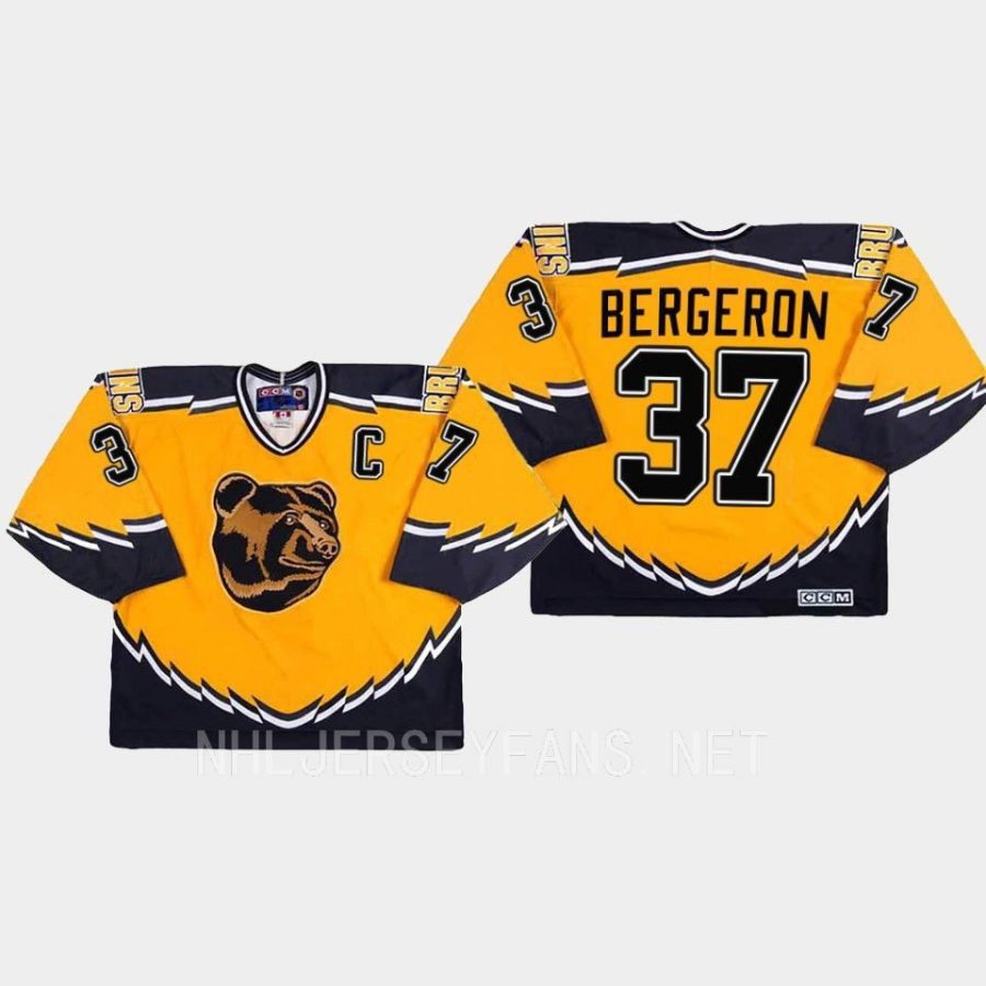 men bruins patrice bergeron replica throwback gold jersey