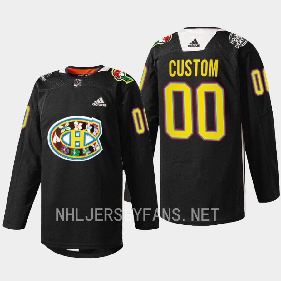 men canadiens custom habs warmup black history month 2023 black jersey