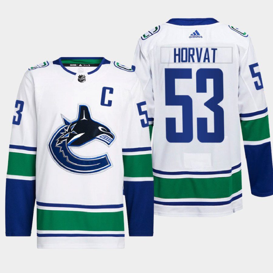 men canucks bo horvat 2022 primegreen authentic pro away white jersey