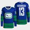 men canucks brad richardson 2022 primegreen authentic pro alternate blue jersey