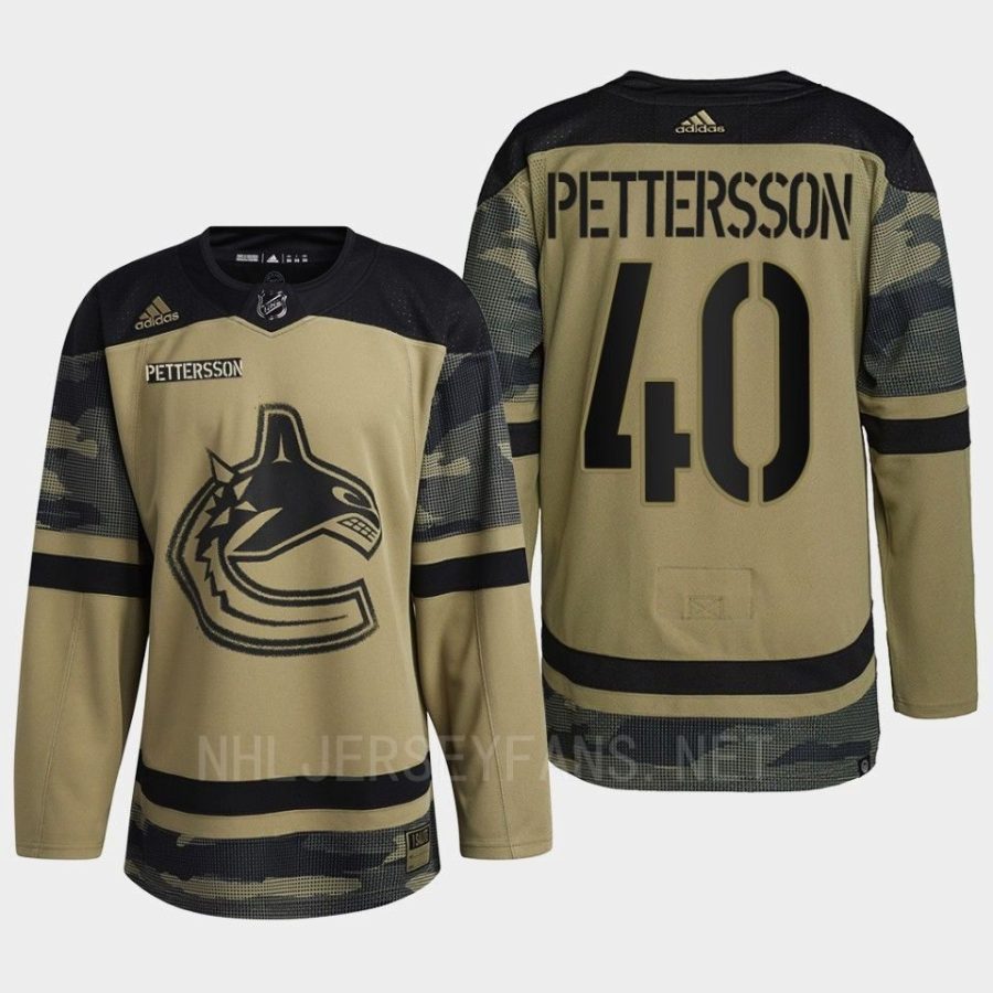 men canucks elias pettersson camo warm up 2022 armed forces green jersey