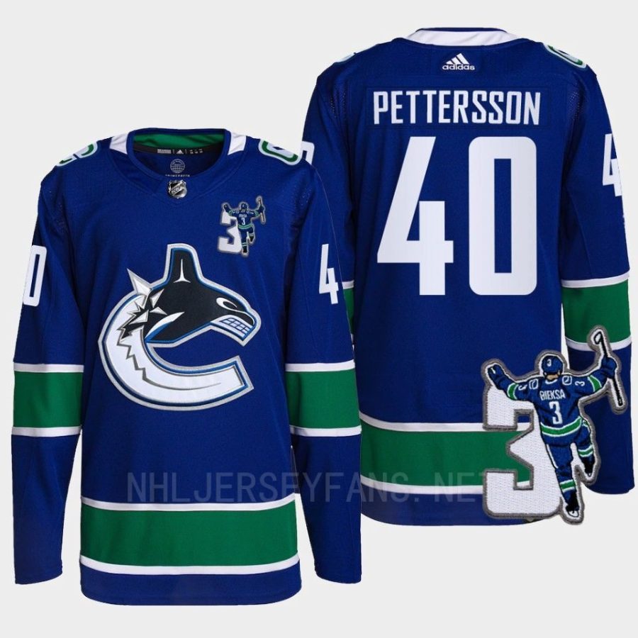 men canucks elias pettersson home kevin bieska patch blue jersey