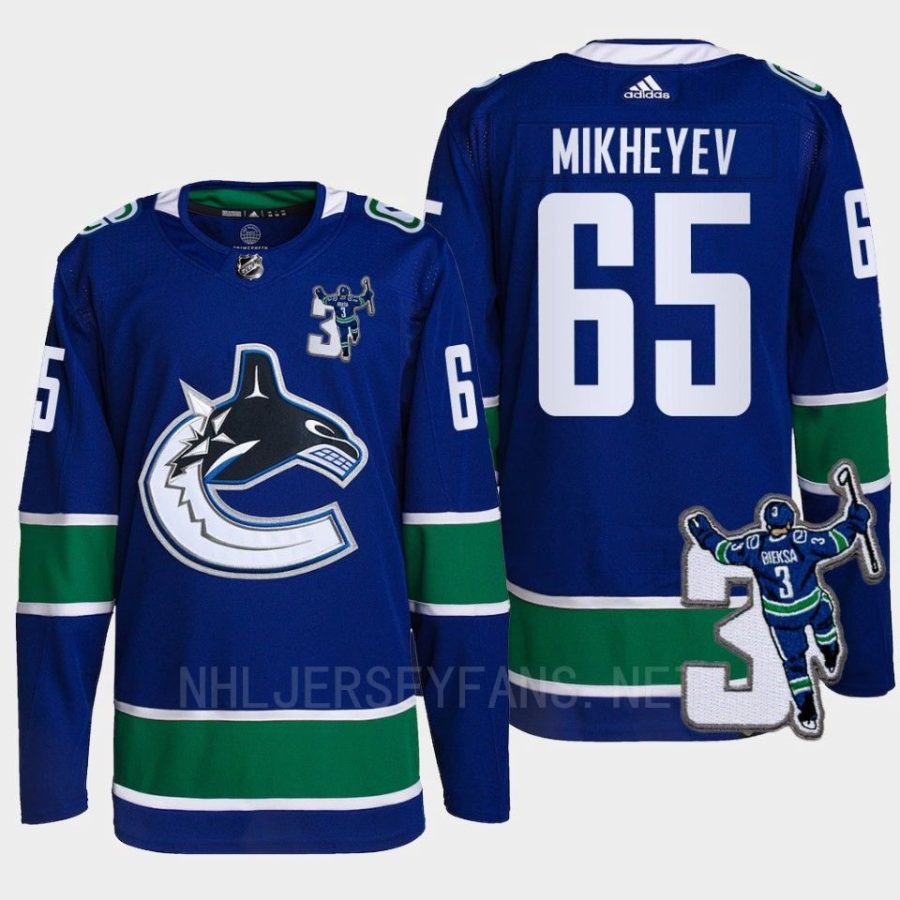 men canucks ilya mikheyev home kevin bieska patch blue jersey