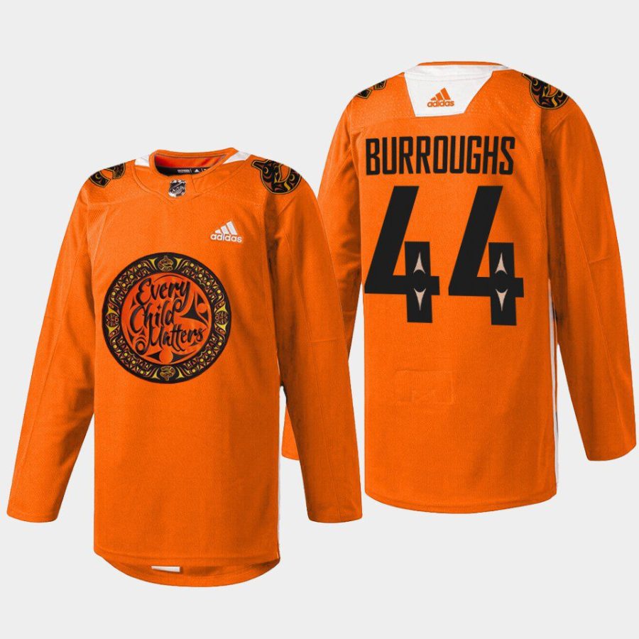 men canucks kyle burroughs warmup national day for truth and reconciliation 2022 orange jersey