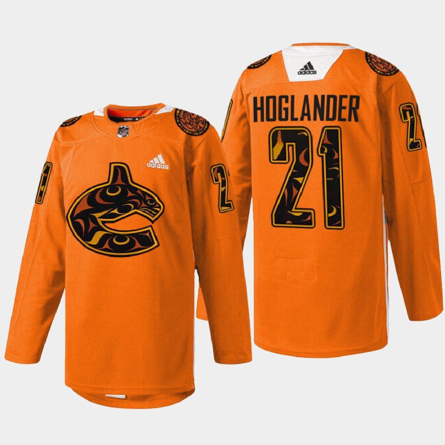 men canucks nils hoglander every child matters 2022 first nations night orange jersey