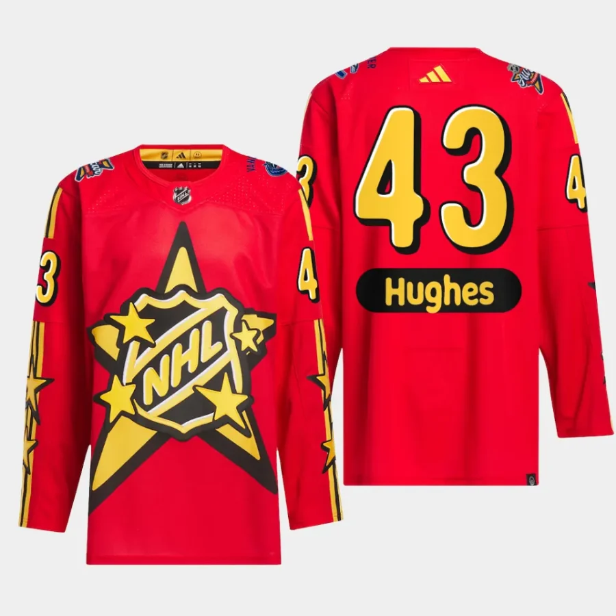 men canucks quinn hughes drew house 2024 nhl all star game primegreen authentic red jersey