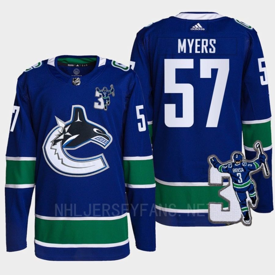 men canucks tyler myers home kevin bieska patch blue jersey