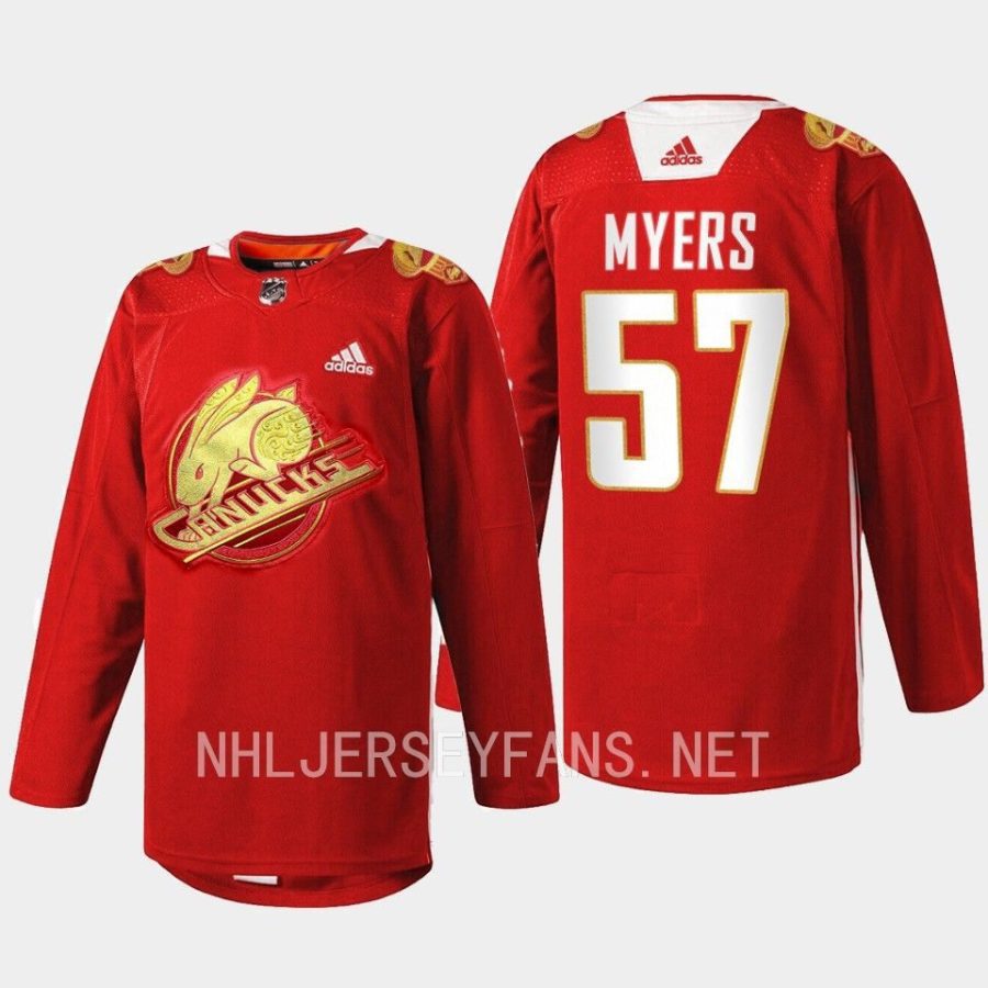 men canucks tyler myers rabbit warm up 2023 lunar new year red jersey