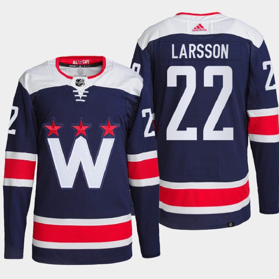 men capitals johan larsson 2022 primegreen authentic pro alternate navy jersey