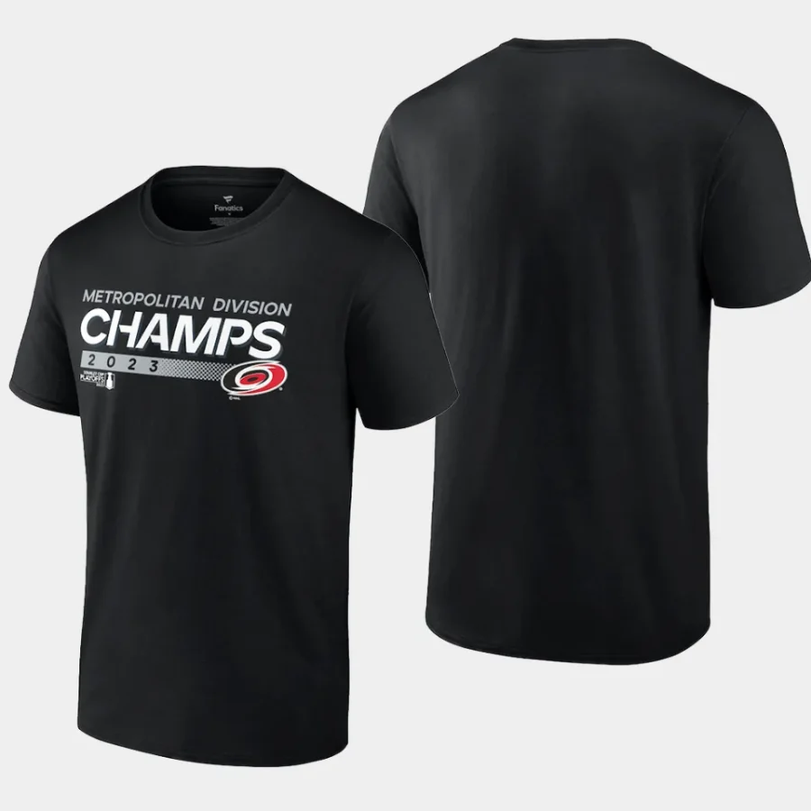 men carolina hurricanes 2023 metropolitan division champions black t shirt