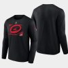 men carolina hurricanes authentic pro core collection black secondary long sleeve t shirt