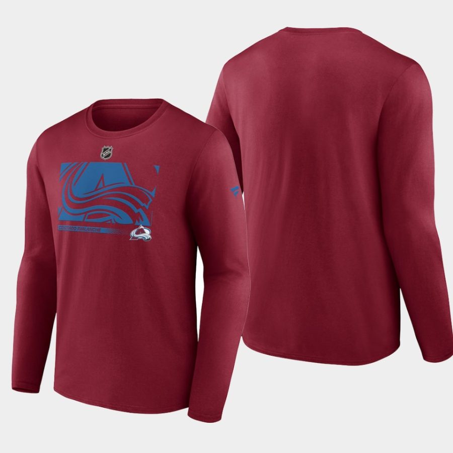 men colorado avalanche authentic pro core collection burgundy secondary long sleeve t shirt